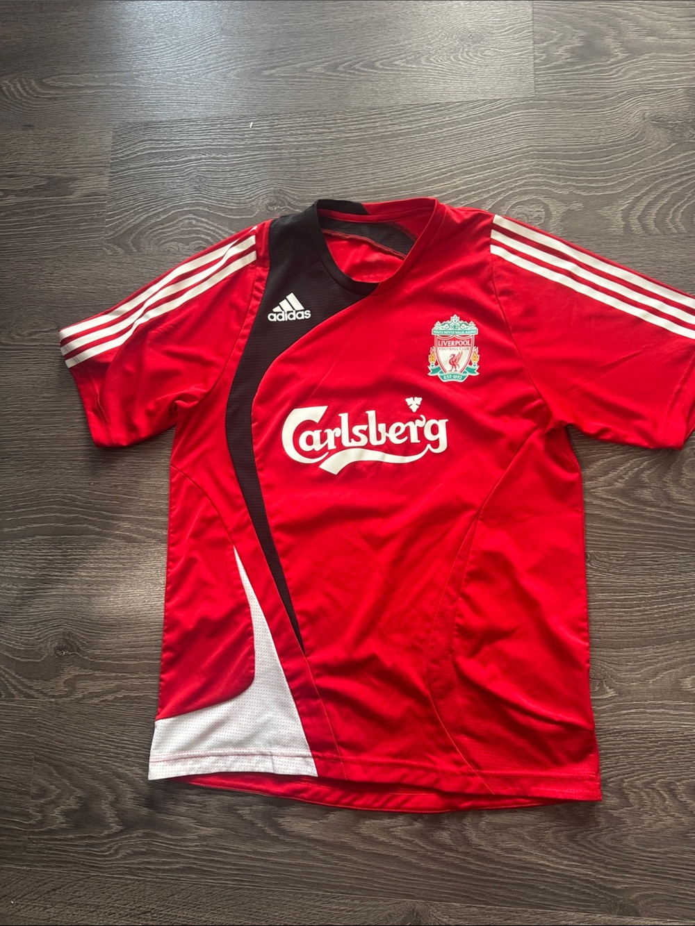 adidas Kids Red Liverpool Football Jersey with Sponsor Logo